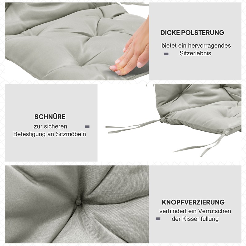 2 kpl istuinpehmusteita tuoleihin, polyesteri, 98 x 50 x 8 cm, vaaleanharmaa