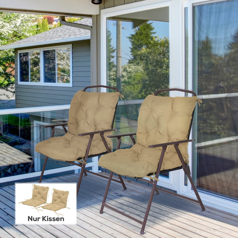 Istuinpehmusteet tuoleihin, polyesteri 98 x 50 x 8 cm, 2 kpl, khaki