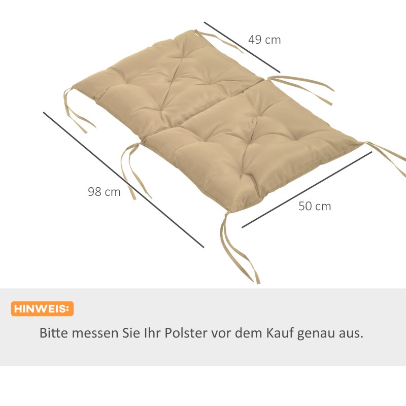 Istuinpehmusteet tuoleihin, polyesteri 98 x 50 x 8 cm, 2 kpl, khaki