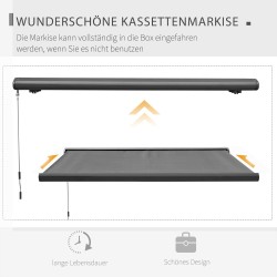 Sähköinen terassimarkiisi koteloitu alumiini/teräs 3 x 2,5 m tummanharmaa