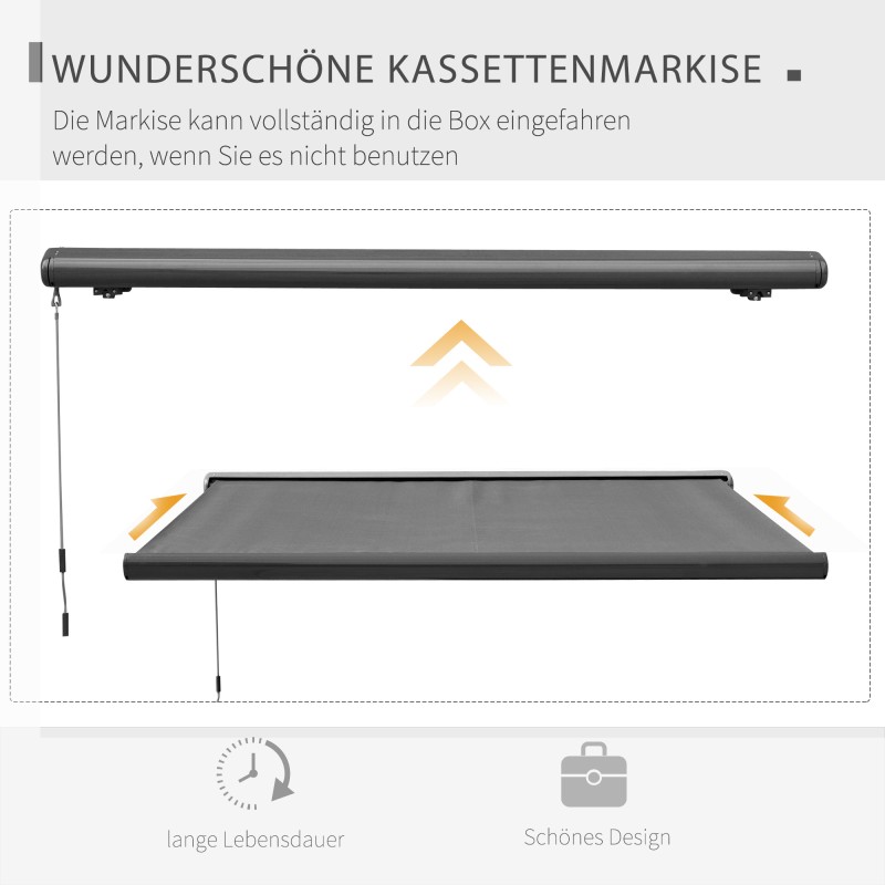 Sähköinen terassimarkiisi koteloitu alumiini/teräs 3 x 2,5 m tummanharmaa