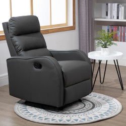 Lepotuoli jalkaosalla, keinonahkaa, kallistettava selkänoja 160°, tummanharmaa