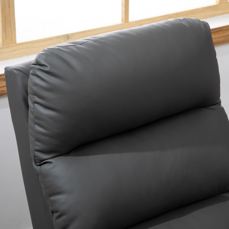 Lepotuoli jalkaosalla, keinonahkaa, kallistettava selkänoja 160°, tummanharmaa