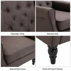 Nojatuoli korkealla selkänojalla, pehmustettu, puujalat, maksimikuormitus 160 kg, ruskea