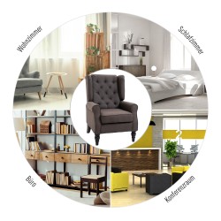 Nojatuoli korkealla selkänojalla, pehmustettu, puujalat, maksimikuormitus 160 kg, ruskea