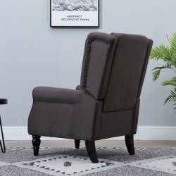 Nojatuoli korkealla selkänojalla, pehmustettu, puujalat, maksimikuormitus 160 kg, ruskea