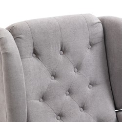 Nojatuoli korkealla selkänojalla makuuhuoneeseen ja olohuoneeseen, puurunko, harmaa