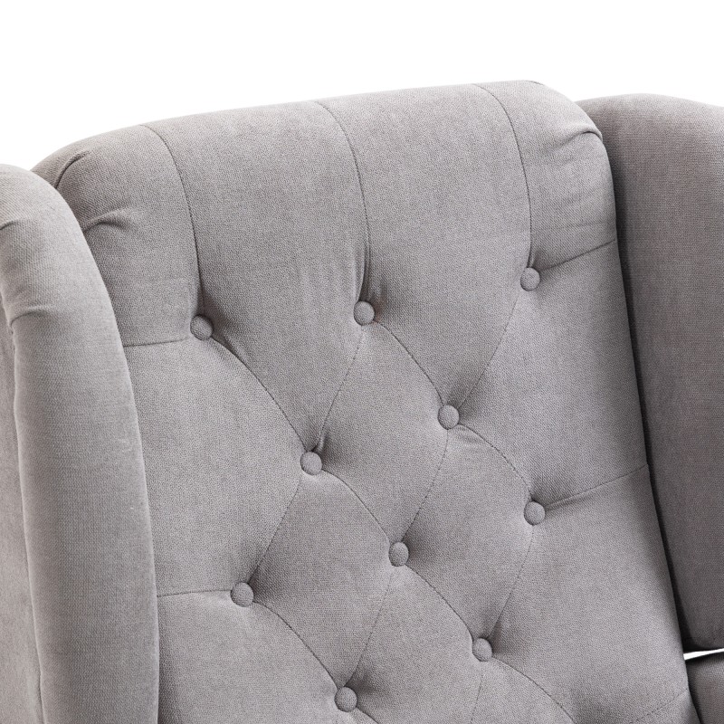 Nojatuoli korkealla selkänojalla makuuhuoneeseen ja olohuoneeseen, puurunko, harmaa