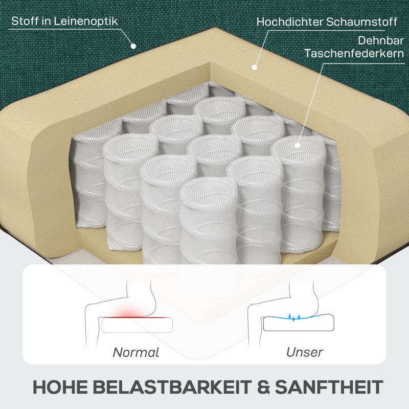 Korvatuoli olohuoneeseen, paksu pehmuste, puurunko, irrotettava päällinen, 74 x 86 x 102 cm, tummanvihreä