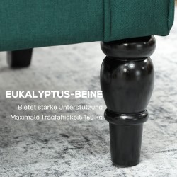 Korvatuoli olohuoneeseen, paksu pehmuste, puurunko, irrotettava päällinen, 74 x 86 x 102 cm, tummanvihreä