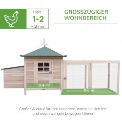 Ulkokanala 1–2 kanalle massiivipuuta 196 x 76 x 97 cm pesälaatikolla ja ulkotarhalla luonnonpuu