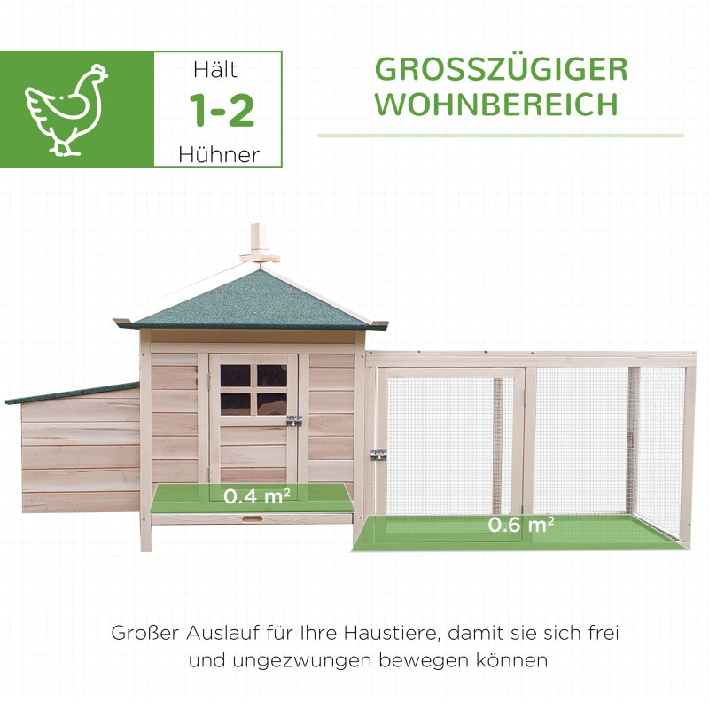 Ulkokanala 1–2 kanalle massiivipuuta 196 x 76 x 97 cm pesälaatikolla ja ulkotarhalla luonnonpuu