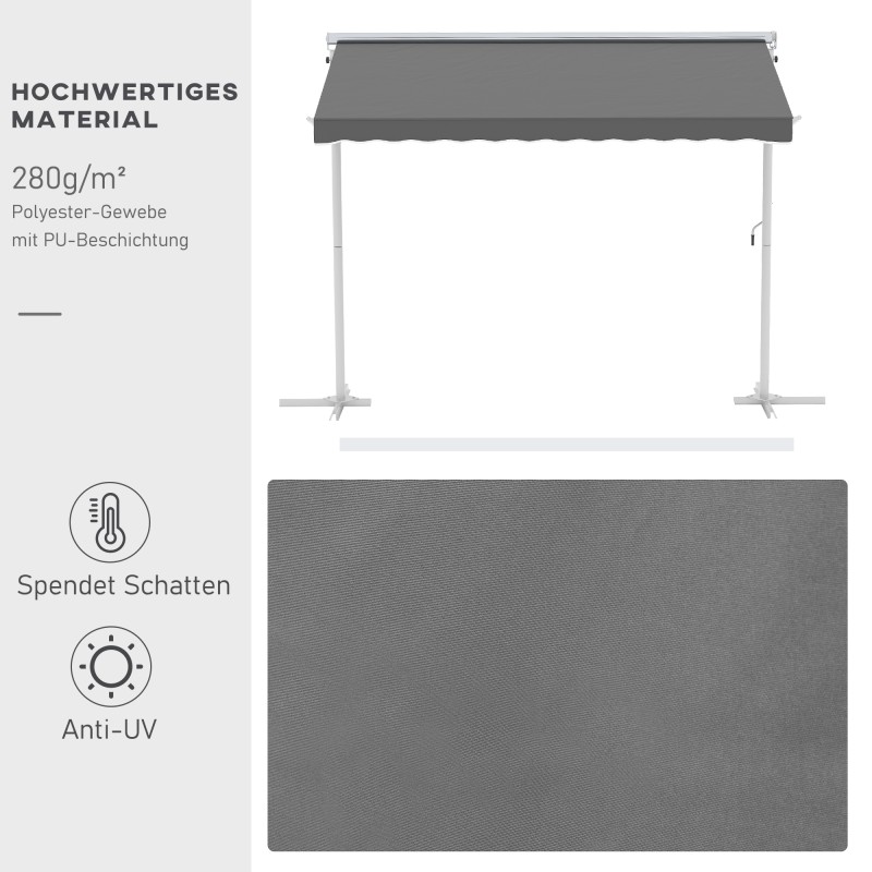 Vapaasti seisova terassimarkiisi puutarhaan, metalli/polyesteri 300x295 cm, harmaa