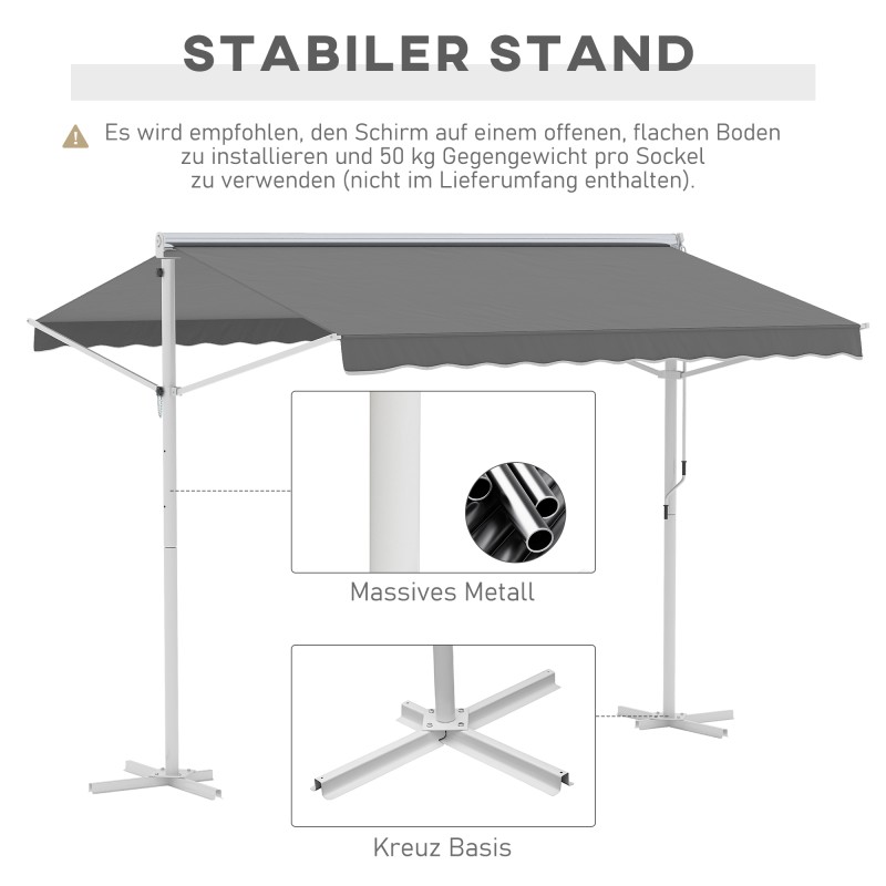 Vapaasti seisova terassimarkiisi puutarhaan, metalli/polyesteri 300x295 cm, harmaa