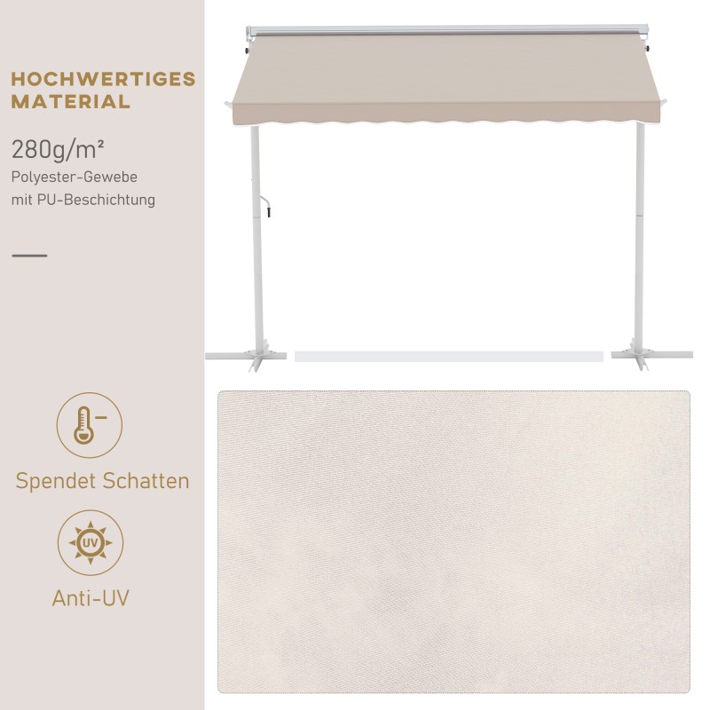 Vapaasti seisova terassimarkiisi puutarhaan, metallirunko, 3x3 m, creme
