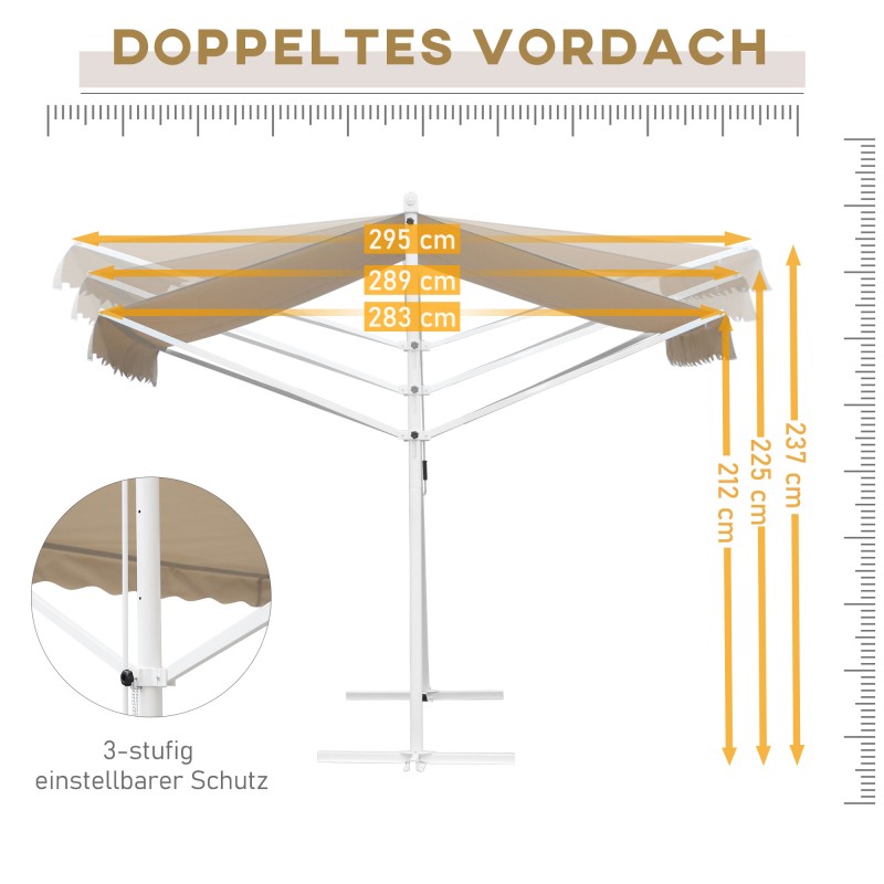 Vapaasti seisova terassimarkiisi puutarhaan, metallirunko, 3x3 m, creme