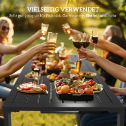 Puutarharyhmä 4 hengelle metalli 1 pöytä ja 2 penkkiä musta