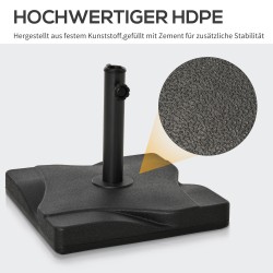 Aurinkovarjon jalusta 20 kg HDPE-sementti 41,5 x 41,5 cm musta, varjoputkille 32/38/48 mm