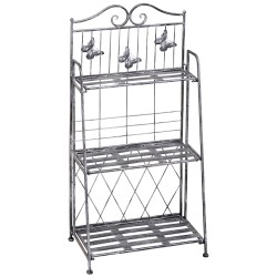 Metallinen kolmitasoinen kukkateline parvekkeelle ja puutarhaan 44 x 25 x 96 cm silbergrau