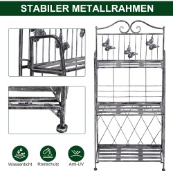Metallinen kolmitasoinen kukkateline parvekkeelle ja puutarhaan 44 x 25 x 96 cm silbergrau