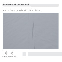 Ulkomarkiisi käsikäyttöinen alumiini 395 x 245 cm harmaa/valkoinen