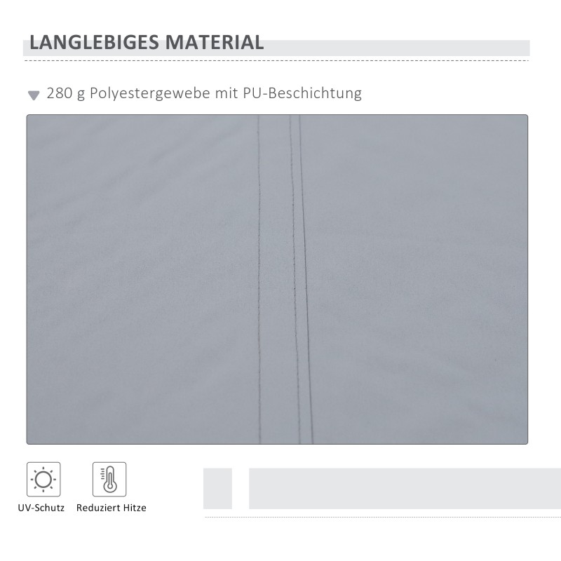 Ulkomarkiisi käsikäyttöinen alumiini 395 x 245 cm harmaa/valkoinen