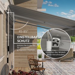 Terassimarkiisi käsikäyttöinen alumiini 395x245 cm valkoinen-vihreä