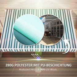 Terassimarkiisi käsikäyttöinen alumiini 395x245 cm valkoinen-vihreä