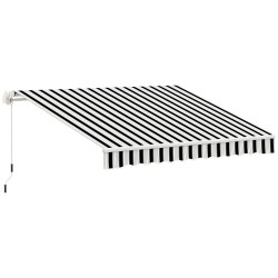 Käsikäyttöinen terassimarkiisi ulkokäyttöön alumiini teräs 395 x 245 cm sinivalkoinen