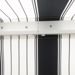 Käsikäyttöinen terassimarkiisi ulkokäyttöön, alumiini/teräs, 395 x 245 cm, sinivalkoinen