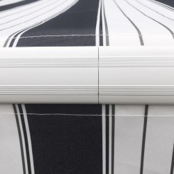 Käsikäyttöinen terassimarkiisi ulkokäyttöön, alumiini/teräs, 395 x 245 cm, sinivalkoinen