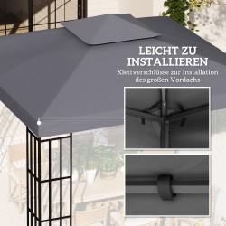 Paviljongin kattokangas 3 x 3 m, vesitiivis polyesteri, kaksitasoinen katto, tummanharmaa