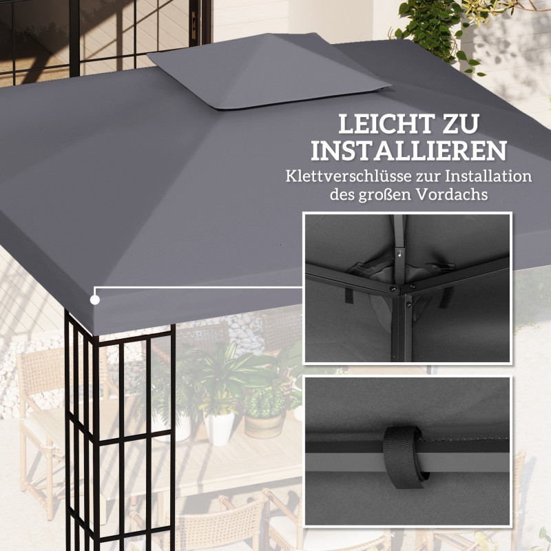 Paviljongin kattokangas 3 x 3 m, vesitiivis polyesteri, kaksitasoinen katto, tummanharmaa