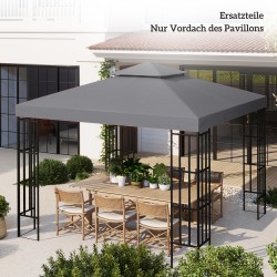 Paviljongin kattokangas 3 x 3 m, vesitiivis polyesteri, kaksitasoinen katto, tummanharmaa