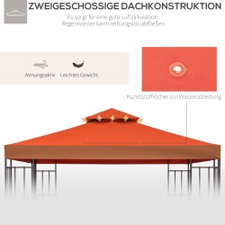 Paviljongin kattokangas 3x3 m metallipaviljonkiin, polyesteri, vettä hylkivä, ruosteenpunainen