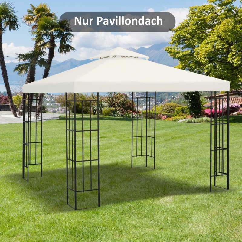 Puutarhapaviljongin kattokangas 3 x 3 m, vedenpitävä polyesteri, kaksikerroksinen, cremevalkoinen