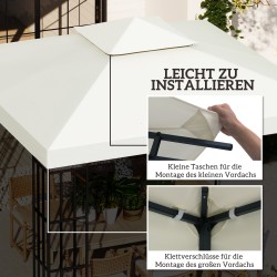 Puutarhapaviljongin kattokangas 3 x 3 m, vedenpitävä polyesteri, kaksikerroksinen, cremevalkoinen