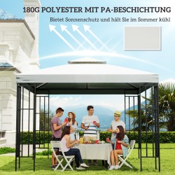 Puutarhapaviljongin kattokangas 3 x 3 m, vedenpitävä polyesteri, kaksikerroksinen, cremevalkoinen