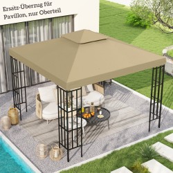 Paviljongin kattokangas 3 x 3 m, vesitiivis polyesteri, kaksitasoinen katto, beige