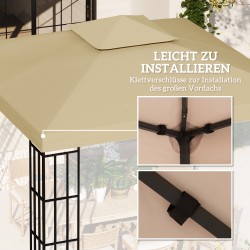 Paviljongin kattokangas 3 x 3 m, vesitiivis polyesteri, kaksitasoinen katto, beige