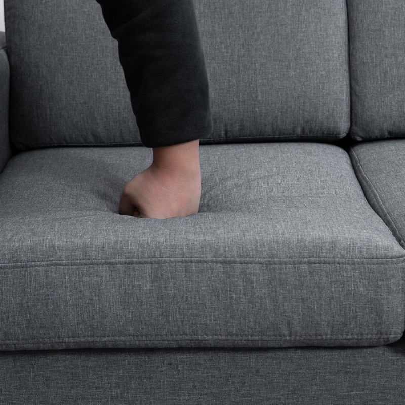 3-istuttava sohva makuuhuoneeseen, pellavapintainen kangas, 200 x 82 x 78 cm, tummanharmaa