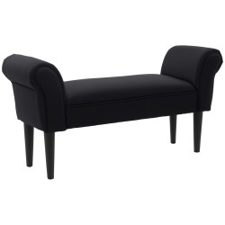 Sängynpäätypenkki eteispenkki pehmustettu MDF ja massiivipuu 102 x 36 x 51 cm musta