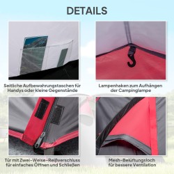 Kupoliteltta 2–3 hengelle, etuosa ja makuutila, vedenpitävä polyesteri, 426 x 206 x 154 cm, tummanharmaa