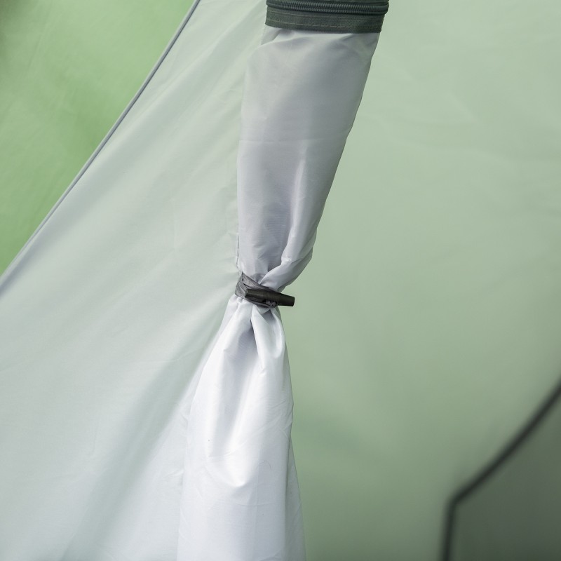 Tunneliteltta 2–3 hengelle, vedenpitävä 2000 mm, eteinen ja sivuovi, tummanvihreä