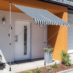 Säädettävä parveke- ja terassimarkiisi käsikammella 200x150 cm vihreä-valkoinen