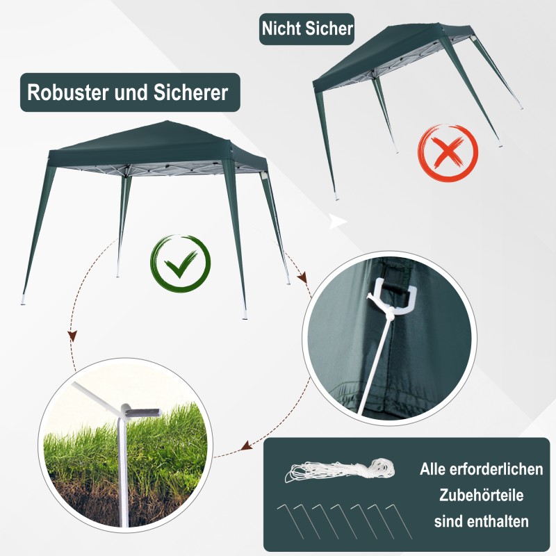 Kokoontaitettava puutarhateltta 2,4 x 2,4 m, teräsrunko, UV-suoja, vihreä, kantolaukulla
