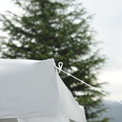 Taitettava paviljonki puutarhaan teräsrunko 2,4 x 2,4 m valkoinen kantokassilla