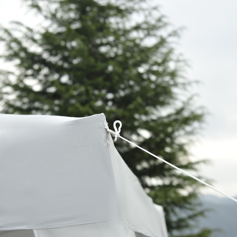 Taitettava paviljonki puutarhaan teräsrunko 2,4 x 2,4 m valkoinen kantokassilla