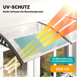 Seinäkatos oviin ja ikkunoihin, polykarbonaatti, 295 x 90 cm, valkoinen