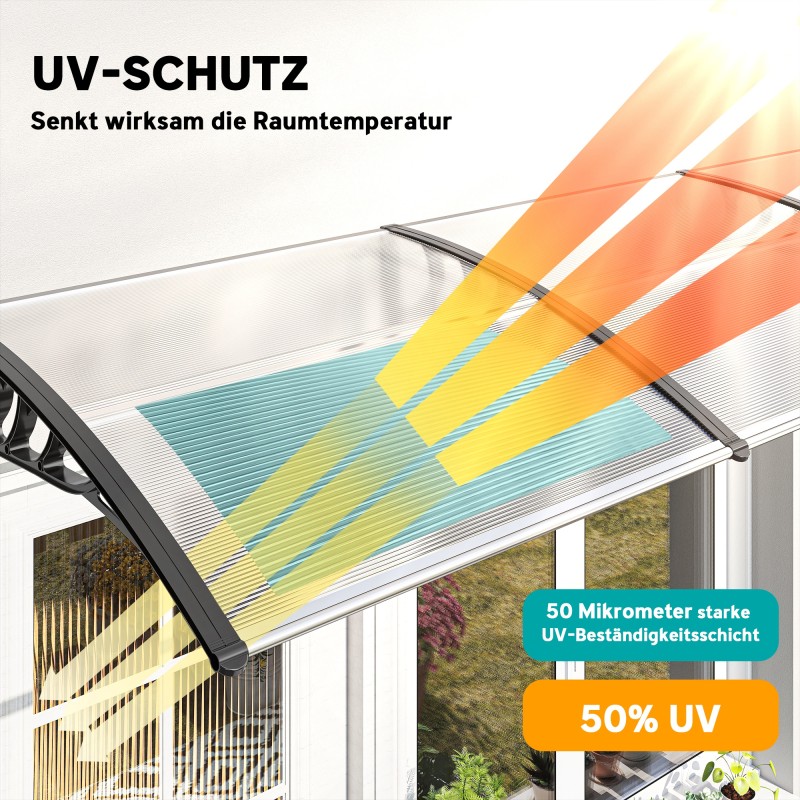 Seinäkatos oviin ja ikkunoihin, polykarbonaatti, 295 x 90 cm, valkoinen